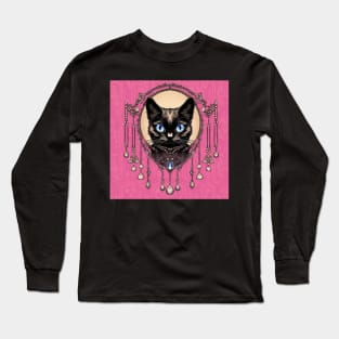 Black Cat Pink Theme Long Sleeve T-Shirt